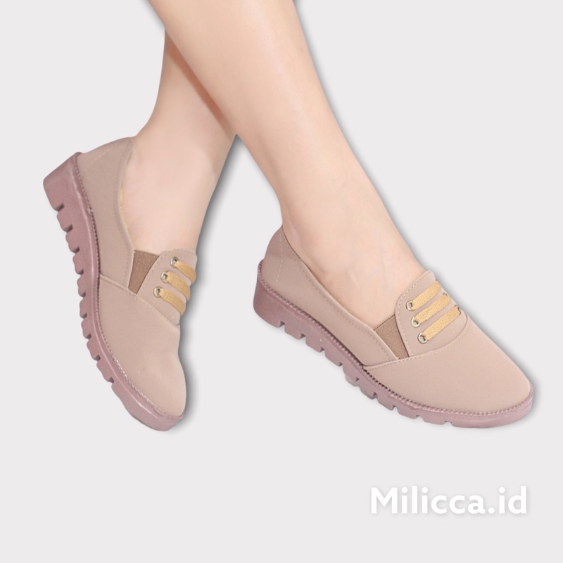 Milicca Sepatu Wanita Slip On Kekinian Kasual Wanita Terlaris Wafel