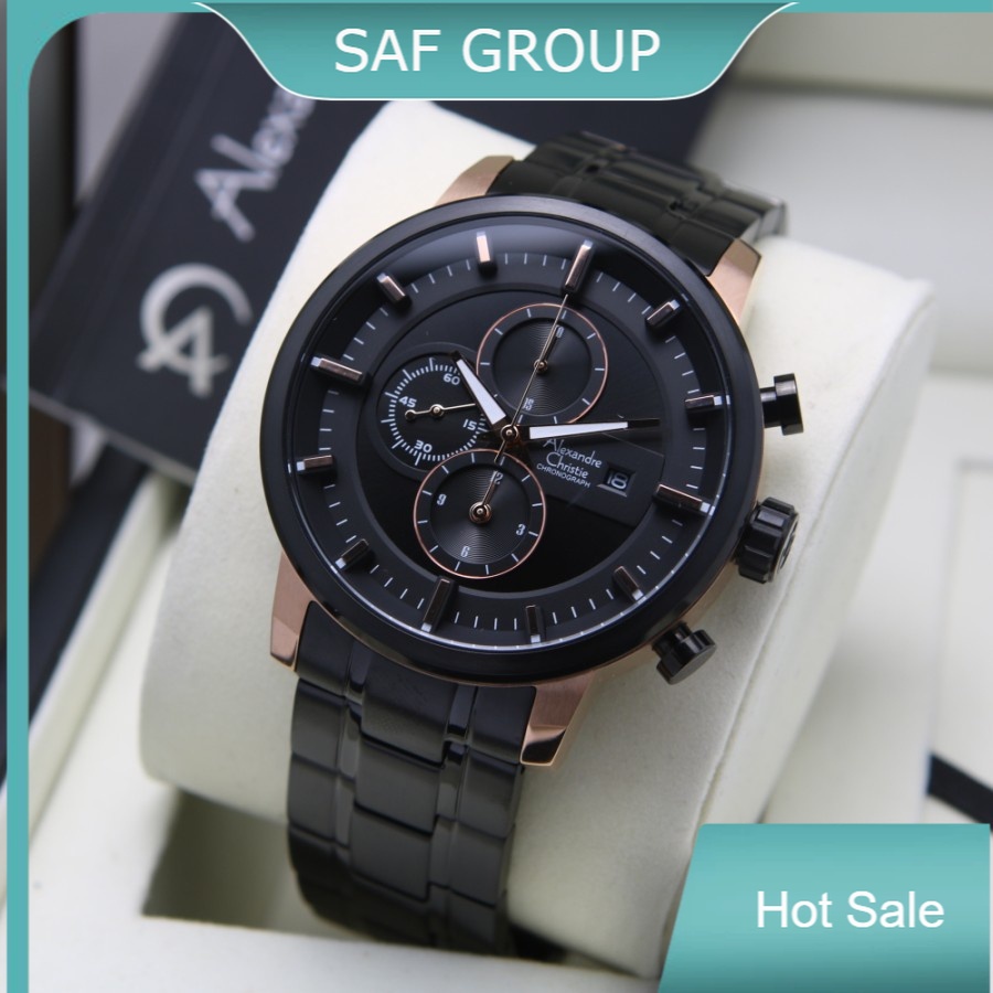 JAM TANGAN PRIA ALEXANDRE CHRISTIE AC 6323 / AC6323 ROSEGOLD BLACK ORIGINAL by plp