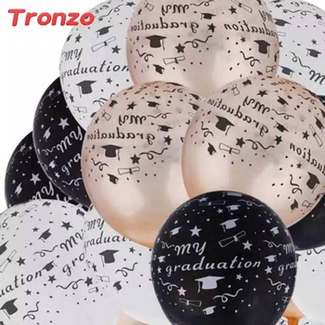 Balon latex graduation conratulation selamat lulus warna HITAM 12 &quot;