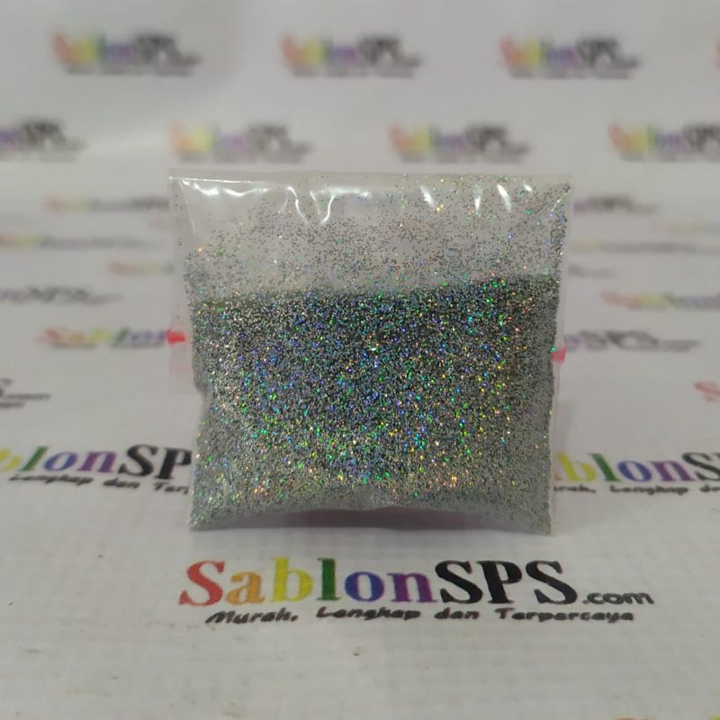 BUBUK GLITER SILVER HOLOGRAM GLITTER POWDER 5gr ZIP LOCK