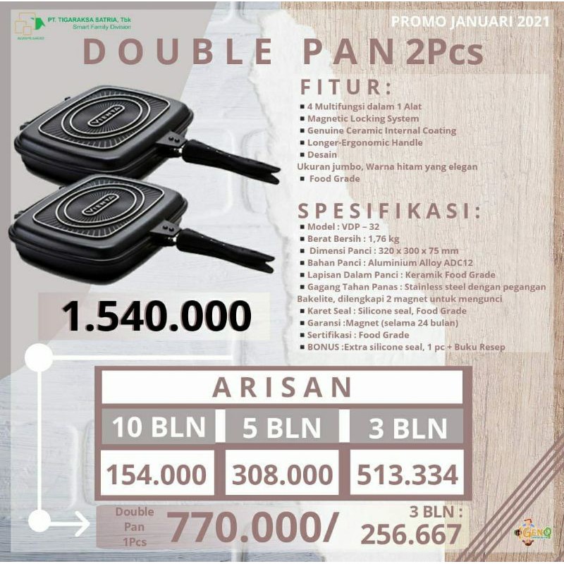 

ARISAN Double Pan VIENTA 3/5/10bulan