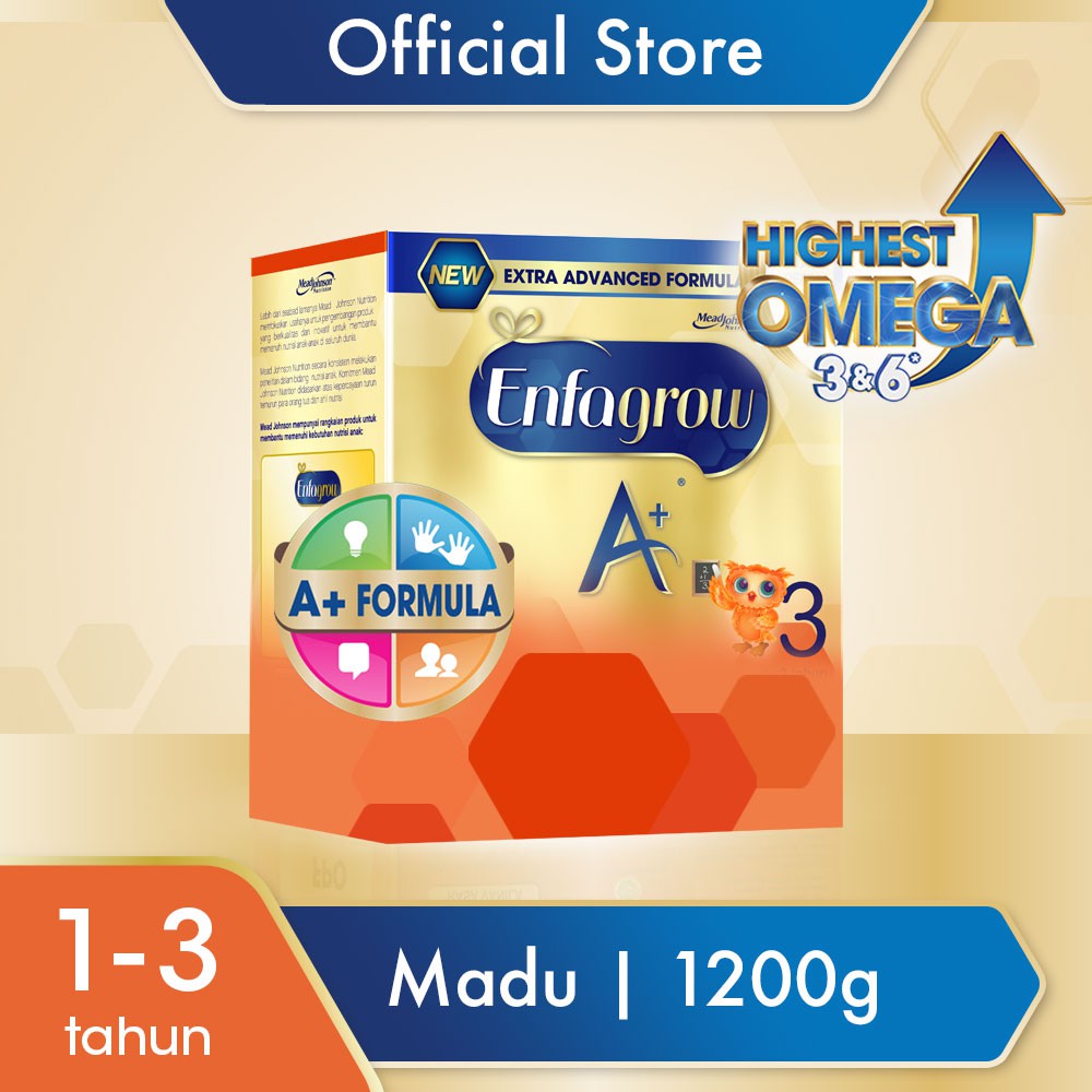 Enfagrow A+ 3 Madu 1200 gr - Susu Formula Pertumbuhan Batita | Shopee