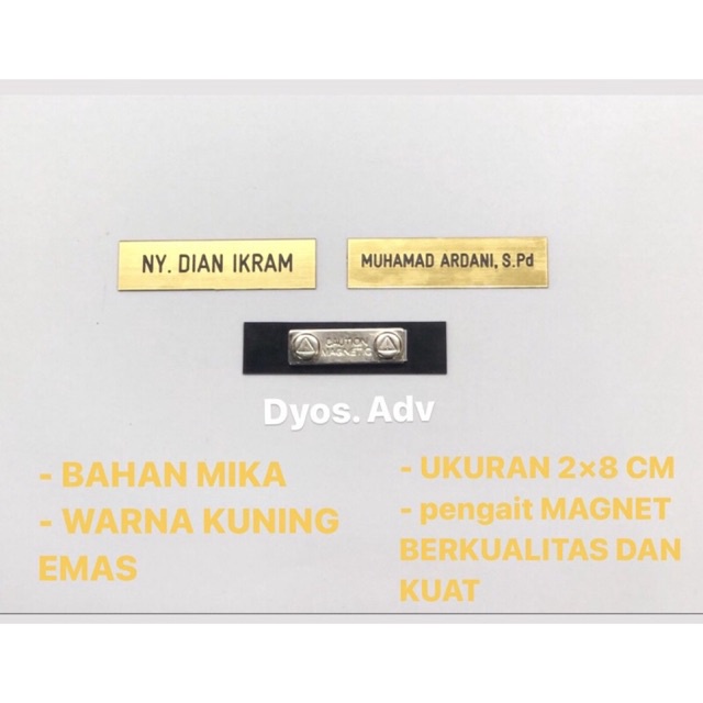 

Nametag nama dada kuning emas ( gold ) magnet