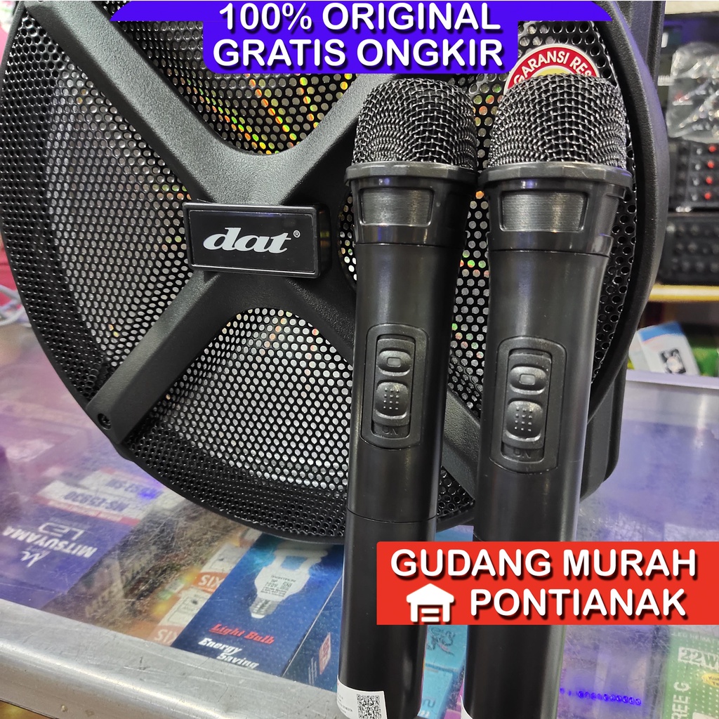 Speaker Portable DAT Bluethoot Wireless DT 1210 FT X2 DT 1210FT X2 New Type 2 Mic 12Inch Bonus 2 mic tanpa kabel