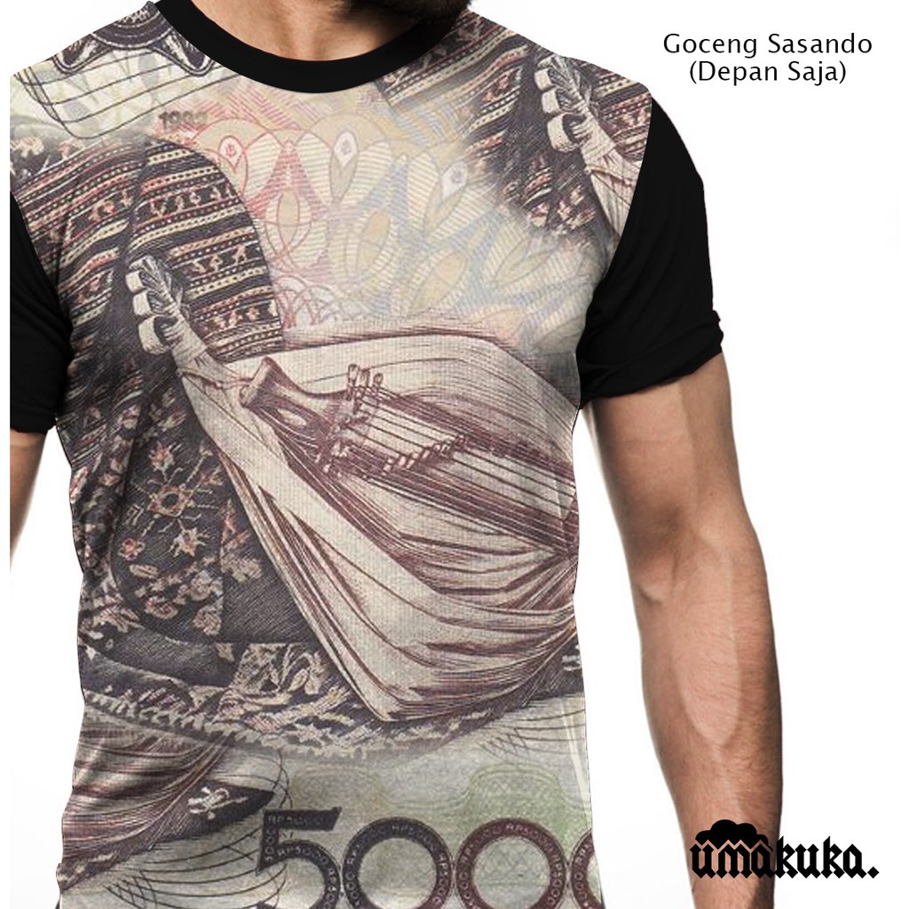 baju tshirt kaos 3d fullprinting gambar uang 500 sasando original keren & murah