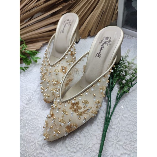 sepatu rafaizoutfit sepatu wanita heels block tahu Marisa gold tinggi 7cm tahu