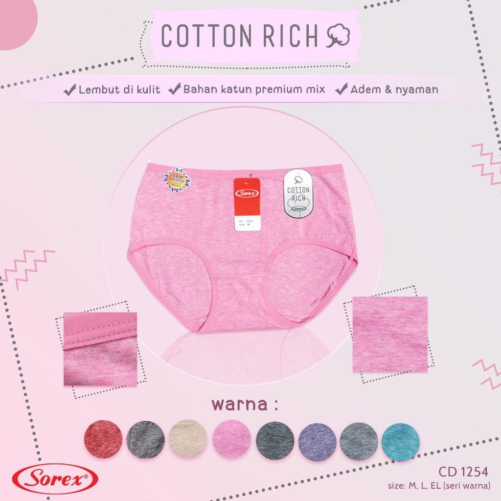 Sorex CD Basic Wanita Cotton Rich Katun Premium Mix CD 1254 - CELANA DALAM Sorex cd wanita lembut cotton Rich 1254 M,L,EL - SUPER LEMBUT COTTON RICH - ARA98STORE