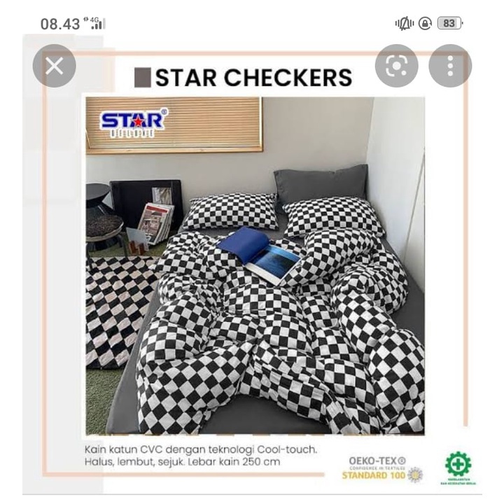 SPREI HOMEMADE MOTIF KOTAK HITAM PUTIH CATUR CHEES WARNA ORIGINAL MURAH