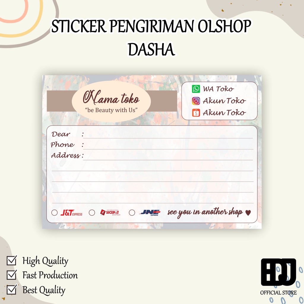 

Dasha / sticker pengiriman olshop custom / label pengiriman olshop custom / sticker pemgiriman toko / label pengiriman custom