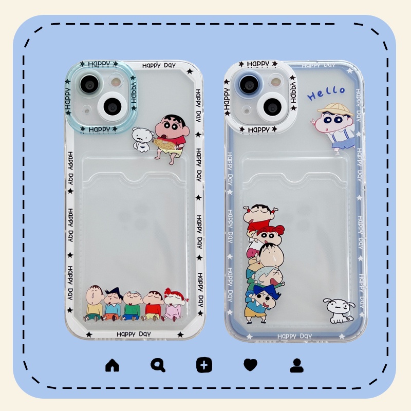 Casing Soft Case Motif Crayon Shin-chan Untuk iPhone 14 13 12 Pro MAX 11 X XR XS MAX 7 8 Plus