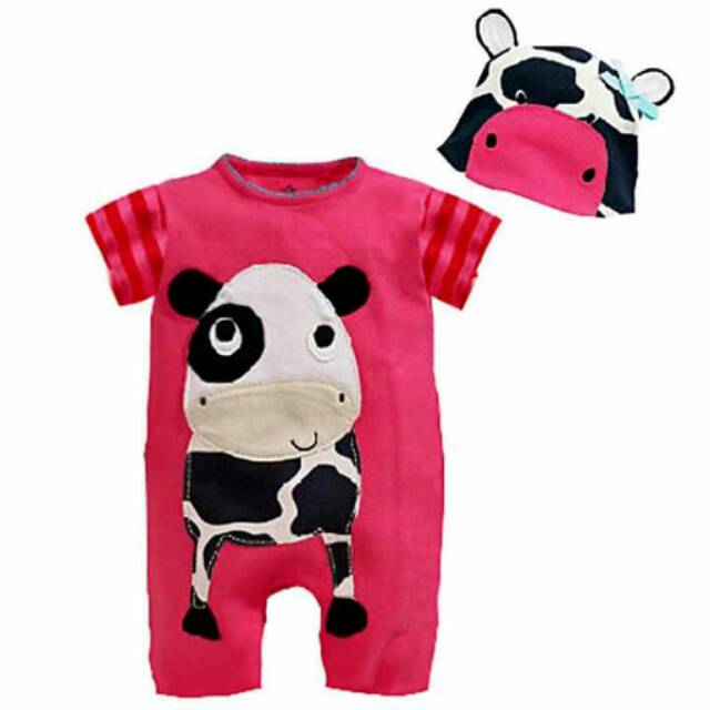 Baby Milk Cow Pink Set 2in1 (romper,topi)