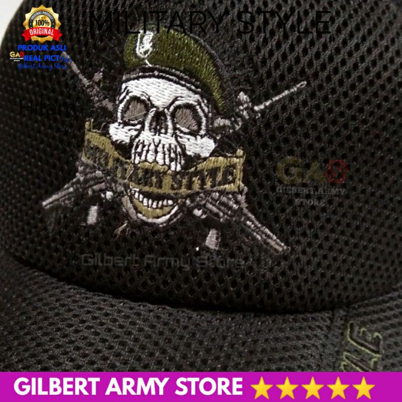 Topi Military Style Hitam terbaru Tactical Premium logo bordir GILBERT ARMY STORE Hat keren Tni polri