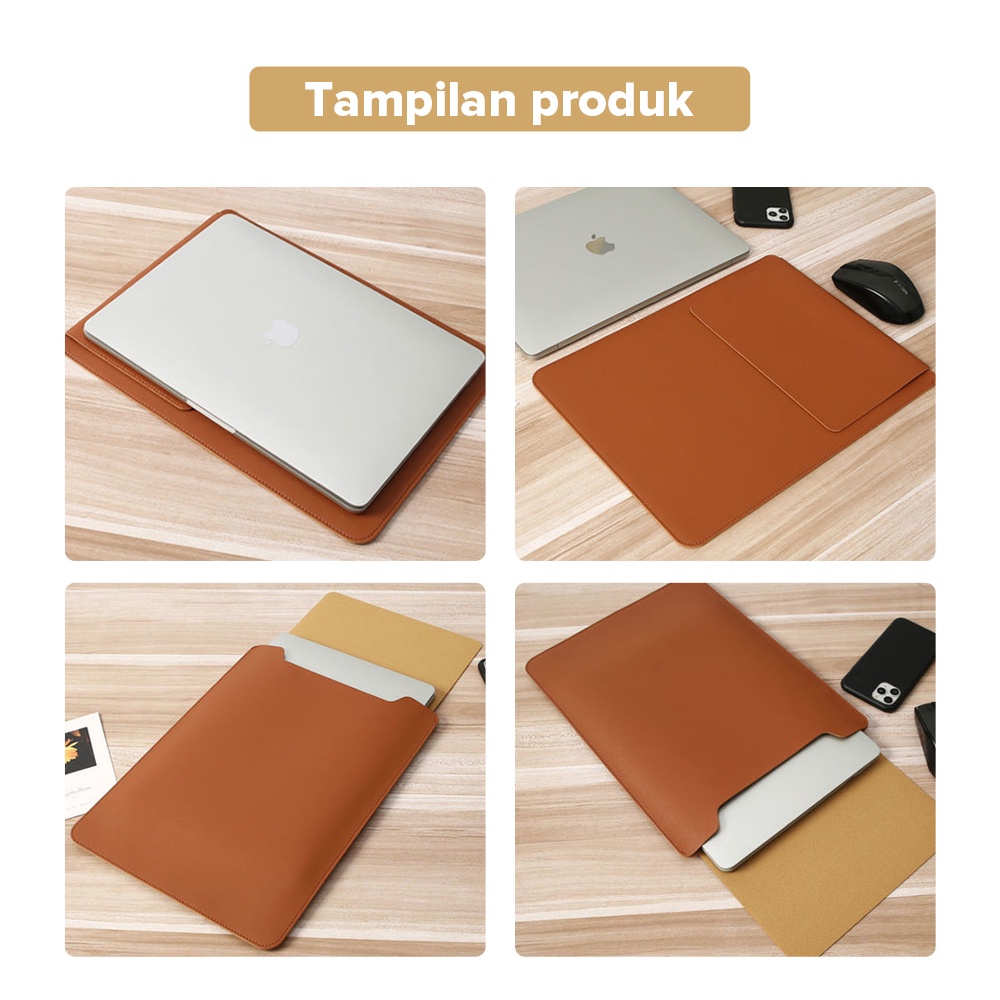 Sarung Macbook Air 13in Kulit Leather Case Sleeve / Tas Pelindung Laptop/Nyaman Digenggam/Tahan Benturan/Anti Debu Kotoran Image 2