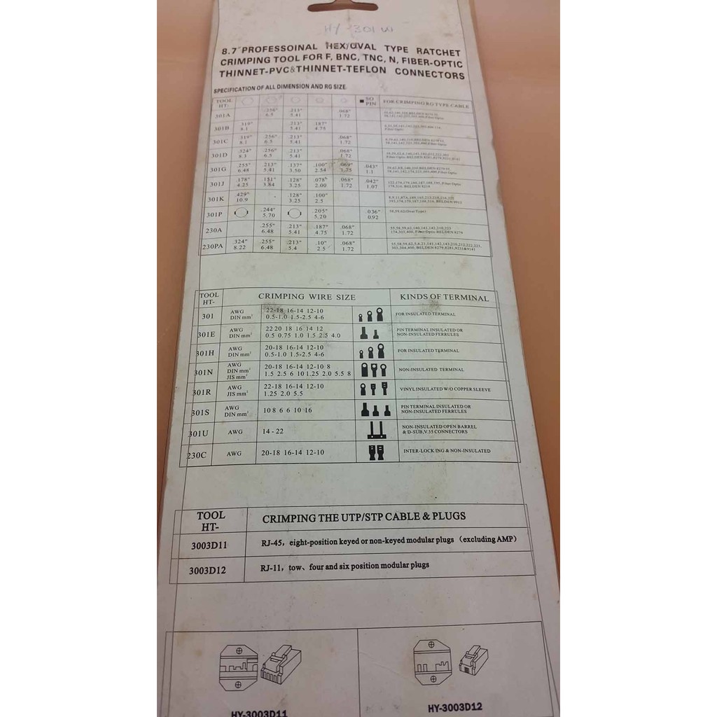 Tang Crimping 8.7&quot; HEX Series for F,BNC,TNC,N (model crimping gepeng)