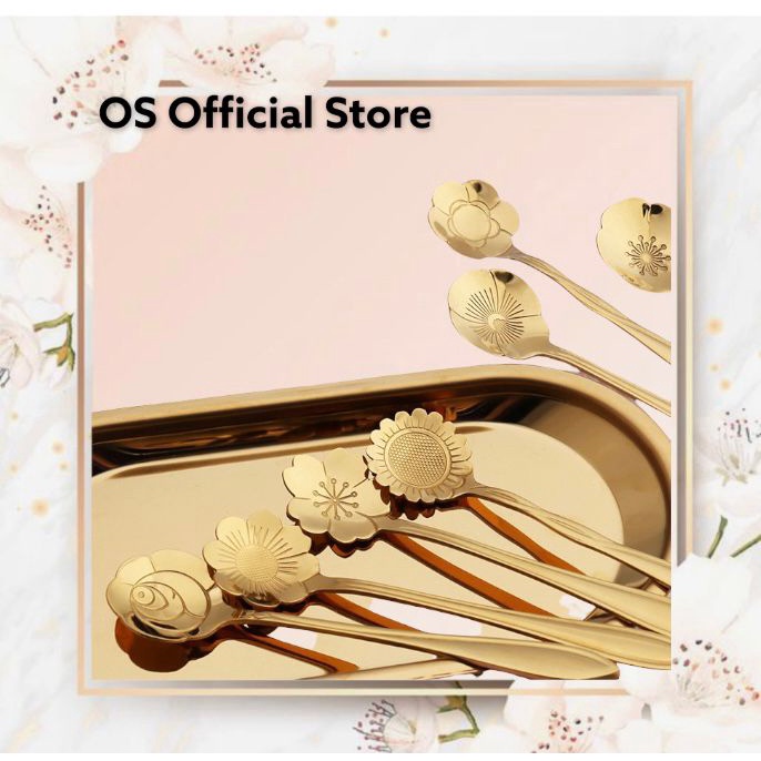 OS SENDOK TEH KOPI SET TEA SPOON COFFEE SPOON MEWAH ELEGANT SENDOK GOLD SENDOK DESSERT STAINLESS STEEL