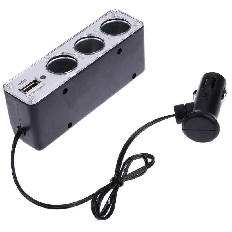 INcar Triple Socket 12V/24V Car Cigarette Lighter USB Power - WF-0096 ( Al-Yusi )