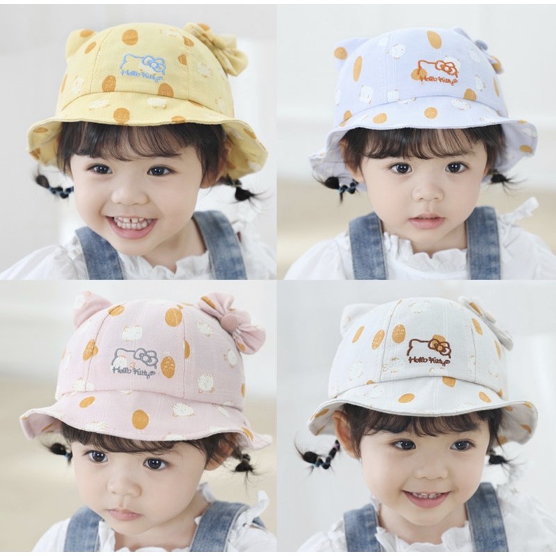 8-18 bulan  Topi Bucket Anak Bayi Balita Perempuan Model KITTY Impor