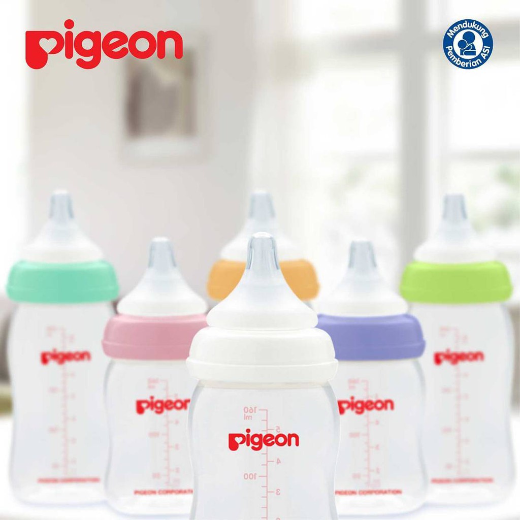 PIGEON BABY Soft Touch Peristaltic Plus PP Wide Neck |  0+ Bulan 160ml 240ml | Botol Susu Bayi