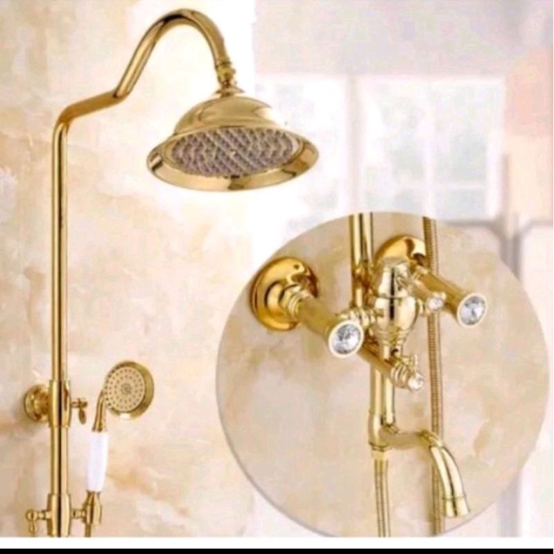 Shower tiang gold emas panas dingin / kran shower gold panas dingin