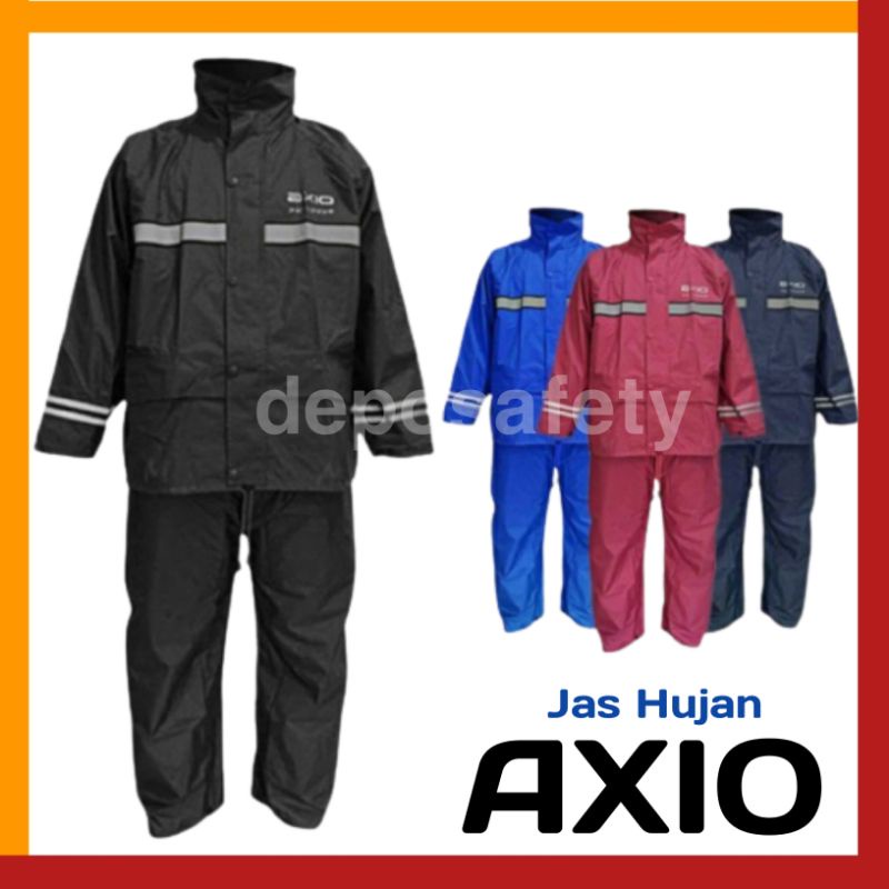 Jas Hujan AXIO Biru Dongker Hitam Merah Biru BCA - Rain coat Axio Europa 882 Black Red Navy Benhur