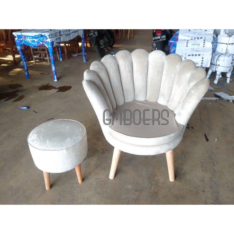 Kursi Sofa Kerang Single + Stool
