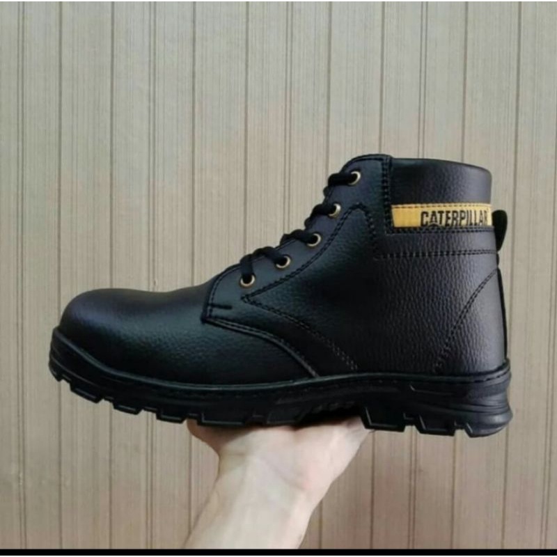 Sepatu Caterpillar pria  Sepatu Safety Boots Ujung Besi Fashion Pria Bikers Turing Sepatu Safety Proyek Ujung Besi - Septy Shoes Boot - Septi Kerja Lapangan Kulit Sintetis Tali