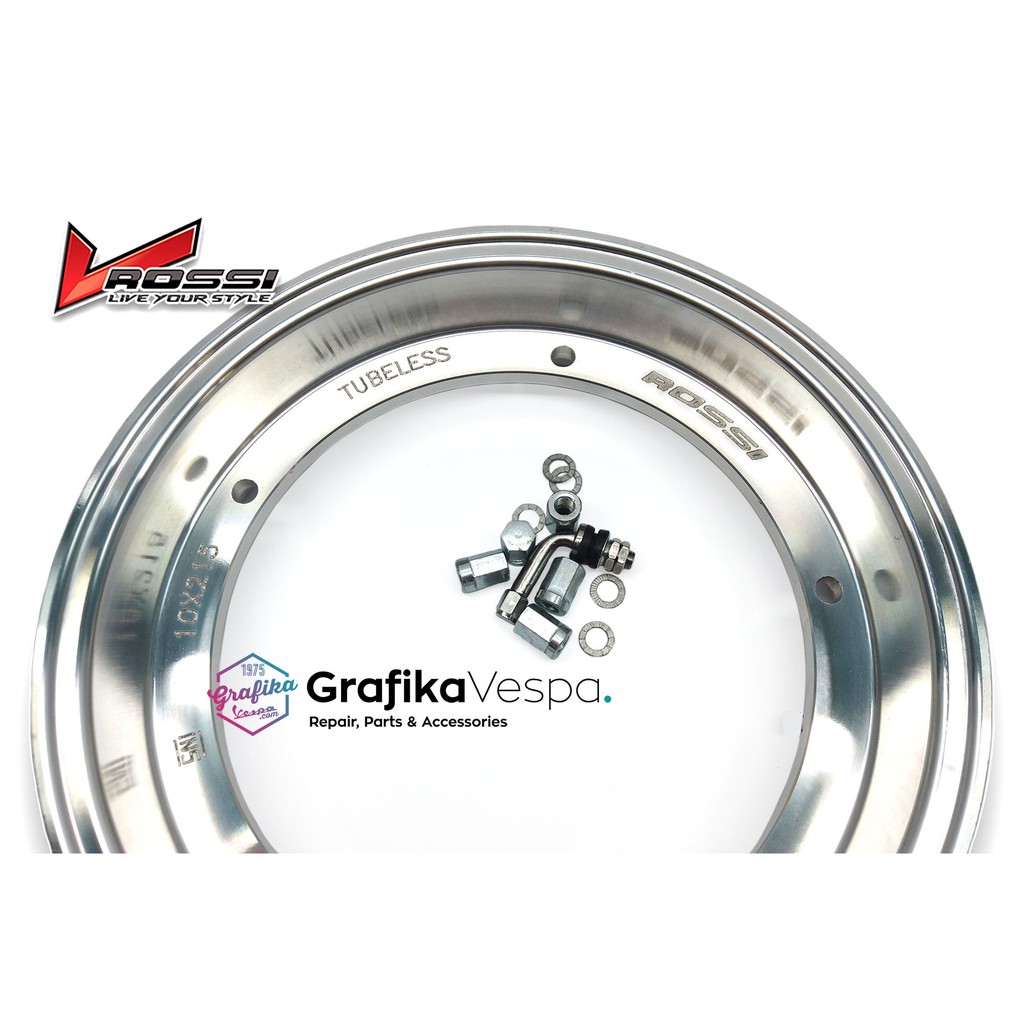 Velg tubeless vrossi SILVER NC, BLACK ANO, BLACK CROME vespa Ring 10 PTS Sprint PX series