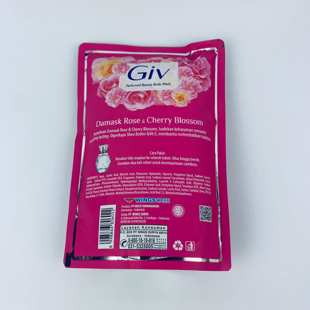 Giv Perfumed Beauty /Sabun Cair Refill/Damask Rose Cherry/ 450ml