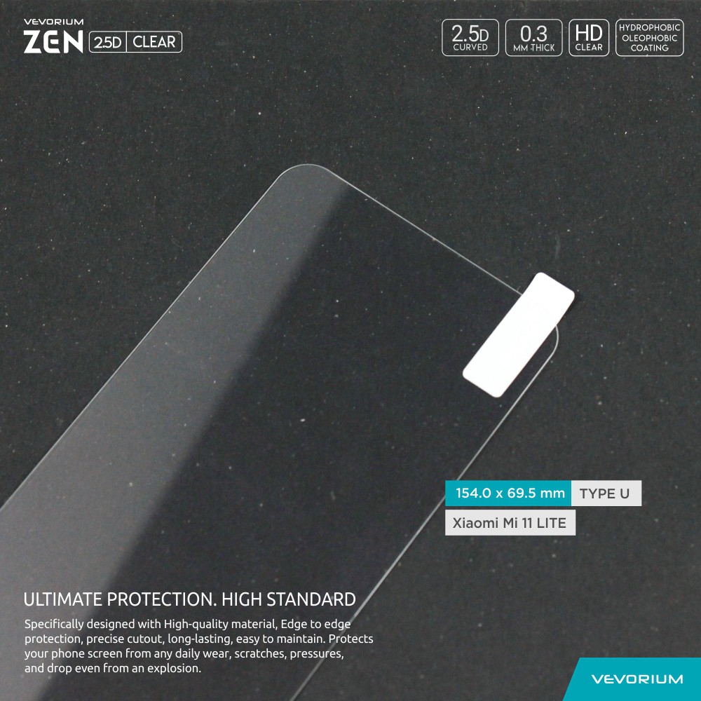 VEVORIUM ZEN 2.5D Clear Xiaomi Mi 11 LITE Mi11 Lite Tempered Glass