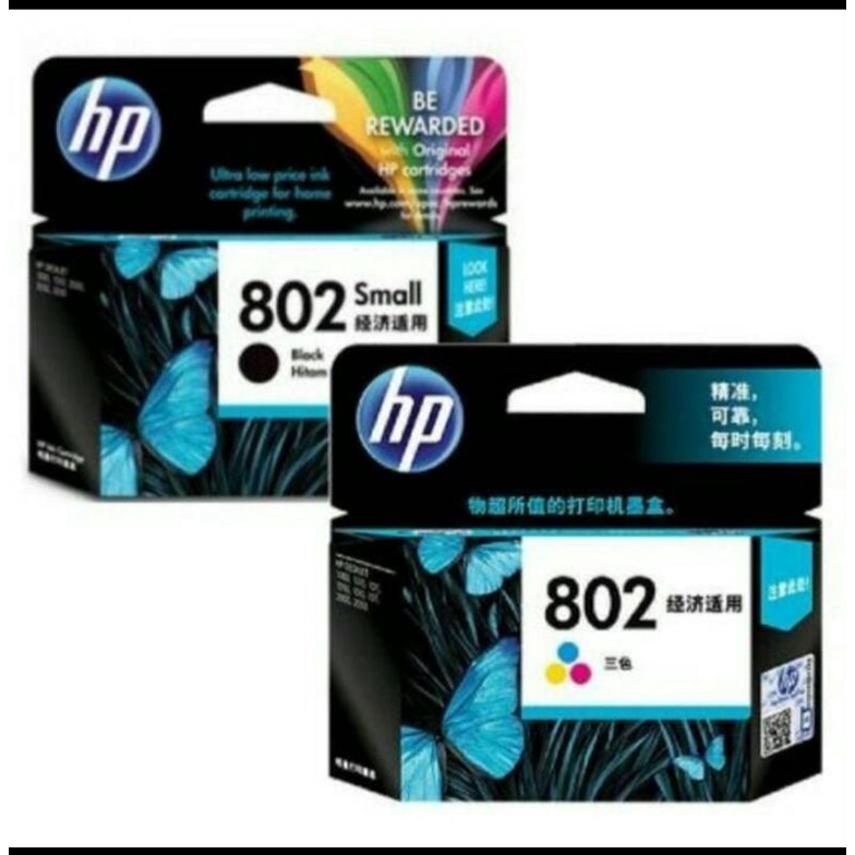 TINTA HP INK 802 BLACK DAN 802 COLOR original