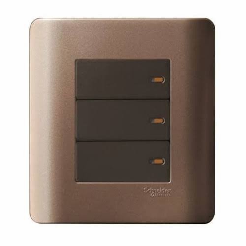 SCHNEIDER ZENCELO SAKLAR TRIPLE / 3 GANG 1 ARAH SILVER BRONZE