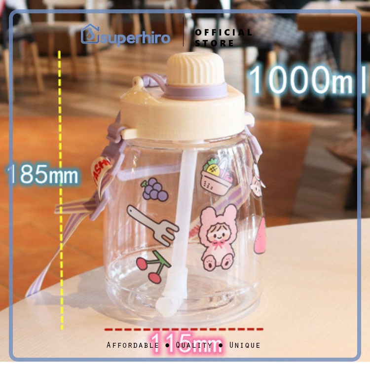 Botol Minum Anak Besar 1 Liter / Balita 100% BPA FREE Premium Sedotan