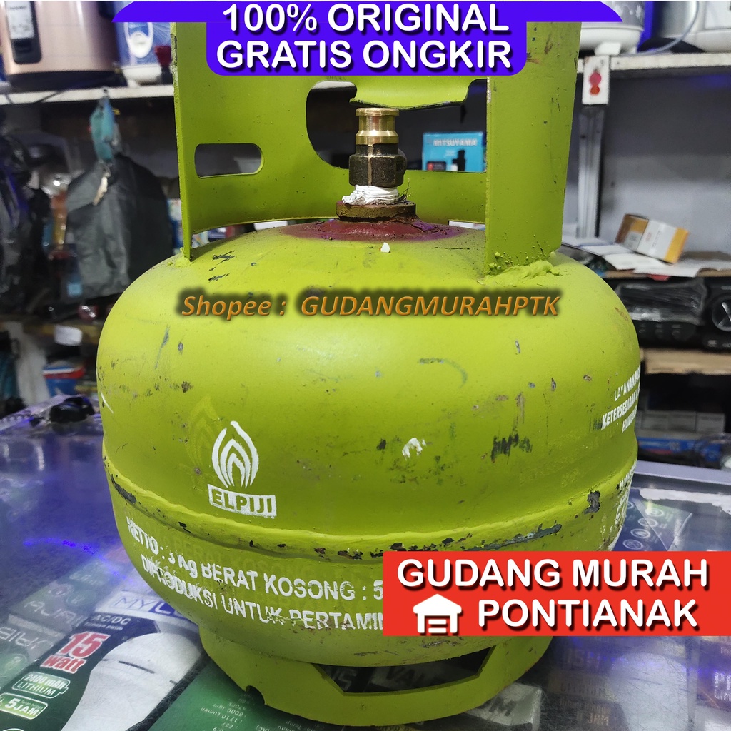 Tabung gas 3 kg ELPIJI 3kg kosong asli PERTAMINA dan SNI Tabung hijau melon