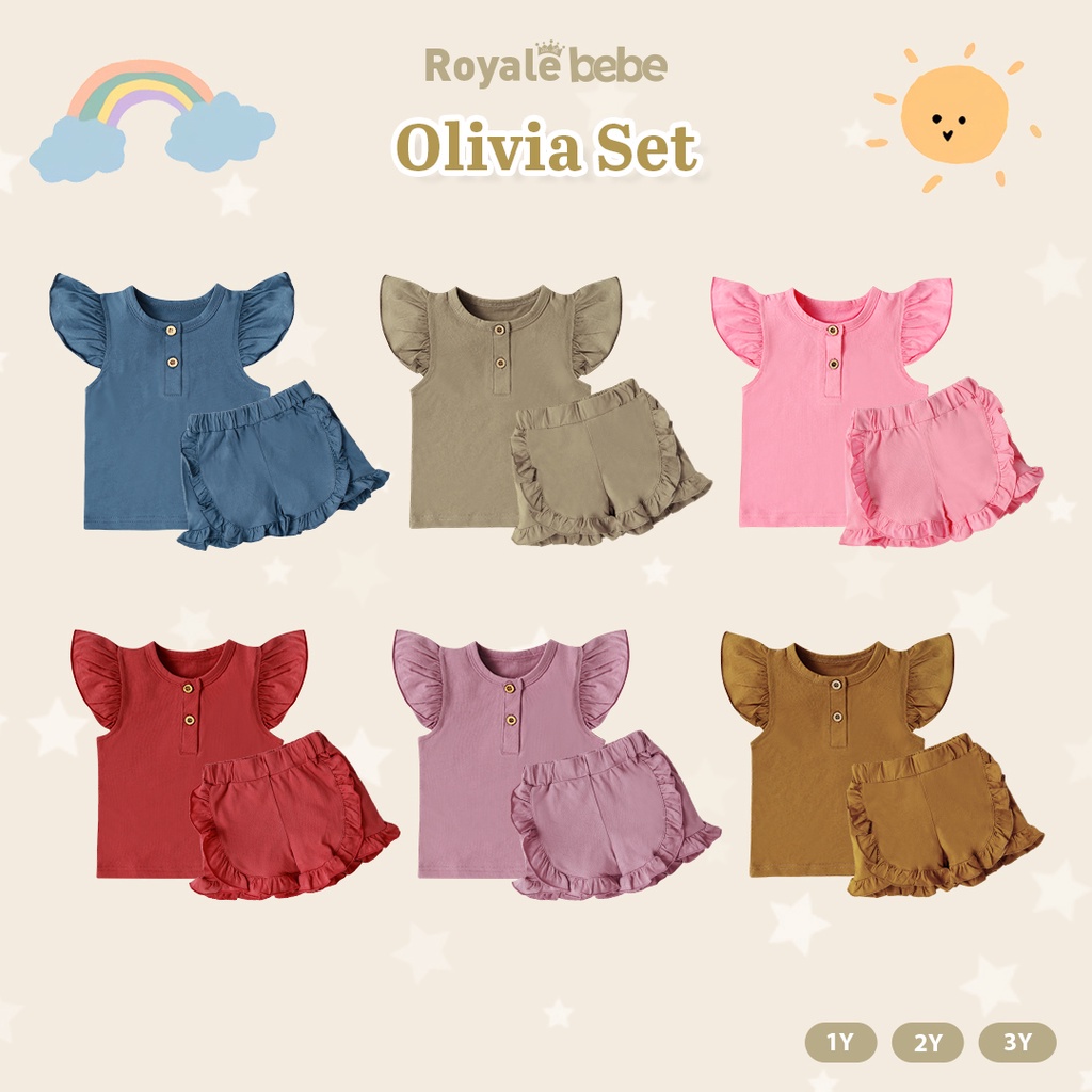 Royale Bebe Olivia Set Setelan Pendek Anak Perempuan 1-3 Tahun