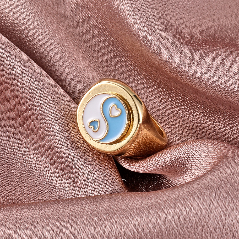 Cincin Geometris Bunga Warna-Warni Gaya retro Eropa Dan Amerika Serikat Untuk Wanita