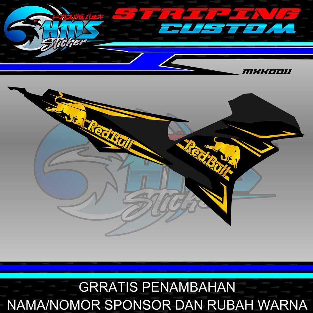 STRIPING CUSTOM SUKA SUKA YAMAHA MX KING REDBULL GOLD/SILVER