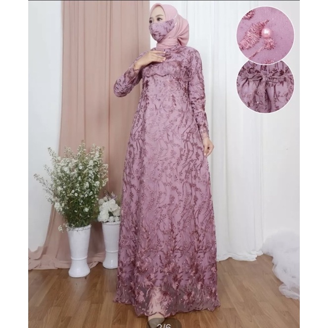 (COD) GAMIS RATU MODERN/Gamis pesta ratu/Kebaya gamis terlaris/gamis kondangan/gamis muslimah