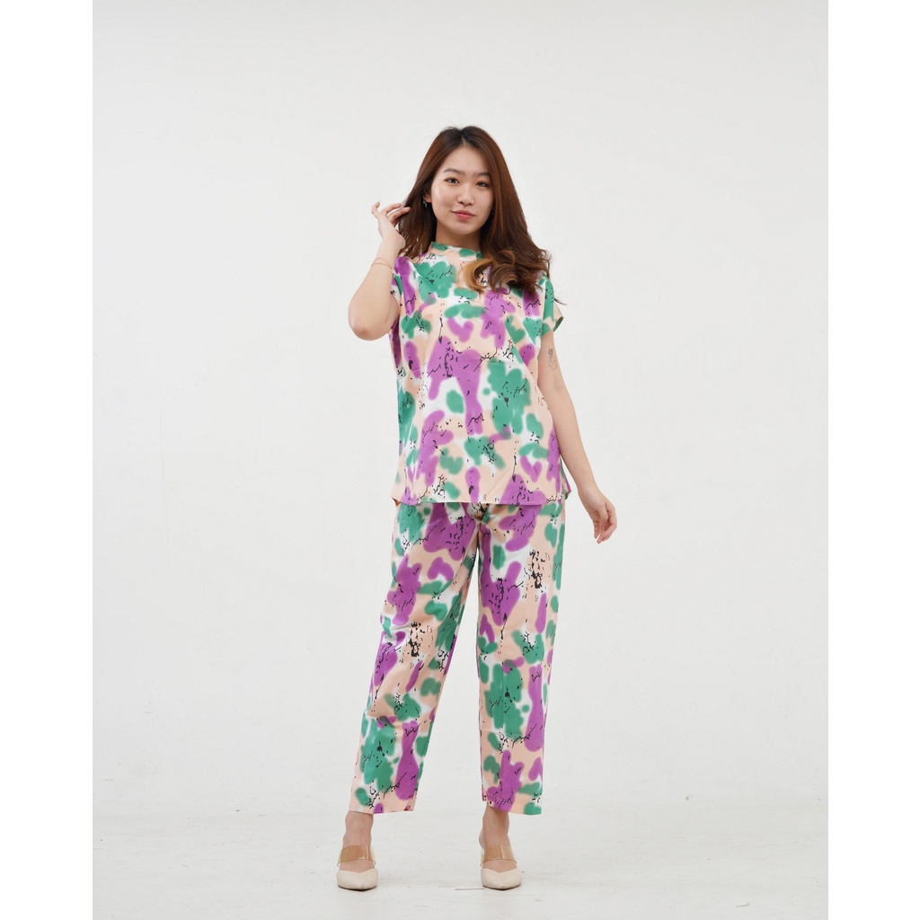 IZANY Piyama Dewasa Daily Set / One Set Aeon all size Lengan Pendek Allsize-TIEDYE AMERICAN GREN