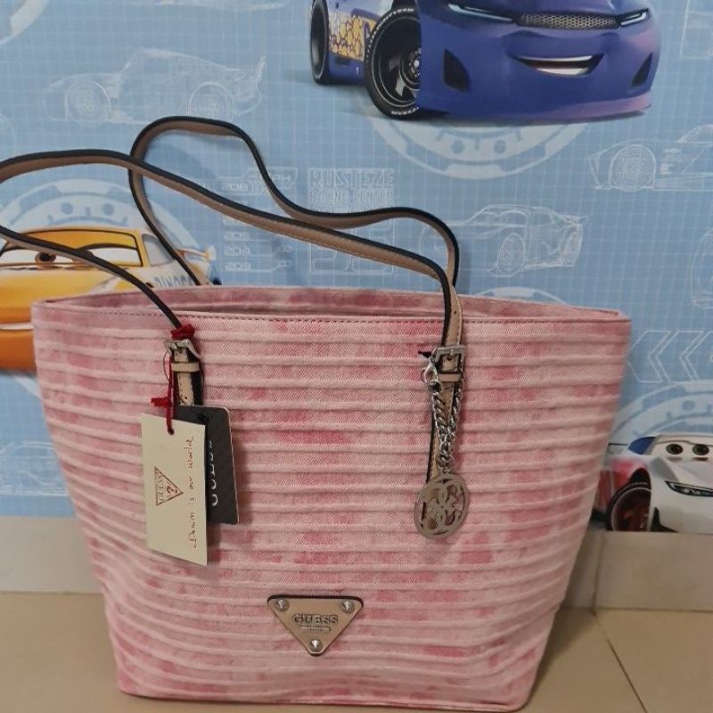 tas denim pink GUESS original