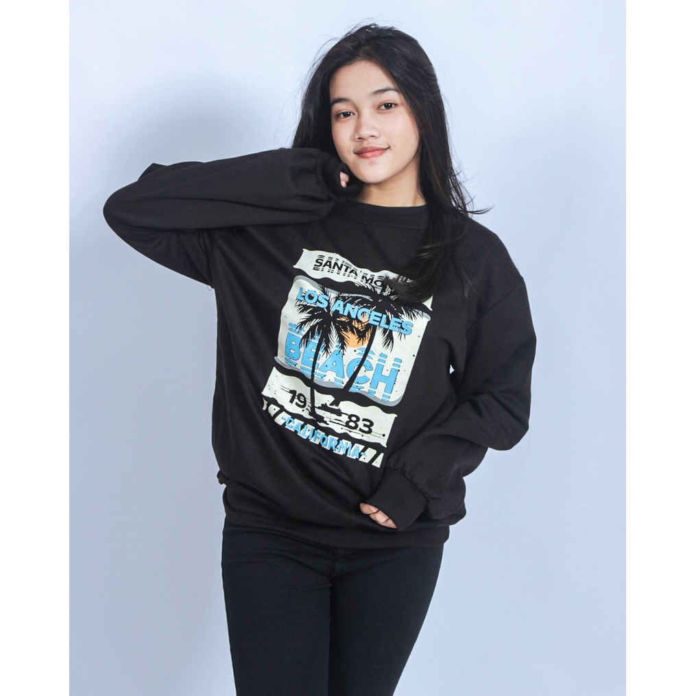 Baju atasan wanita terbaru Sweater Oversize Wanita Baju Wanita Santa Monica Sunset LA