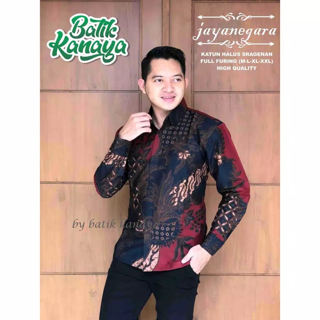 JAYANEGARA Kemeja Batik Pria Full Furing Bahan Katun Halus Sragenan