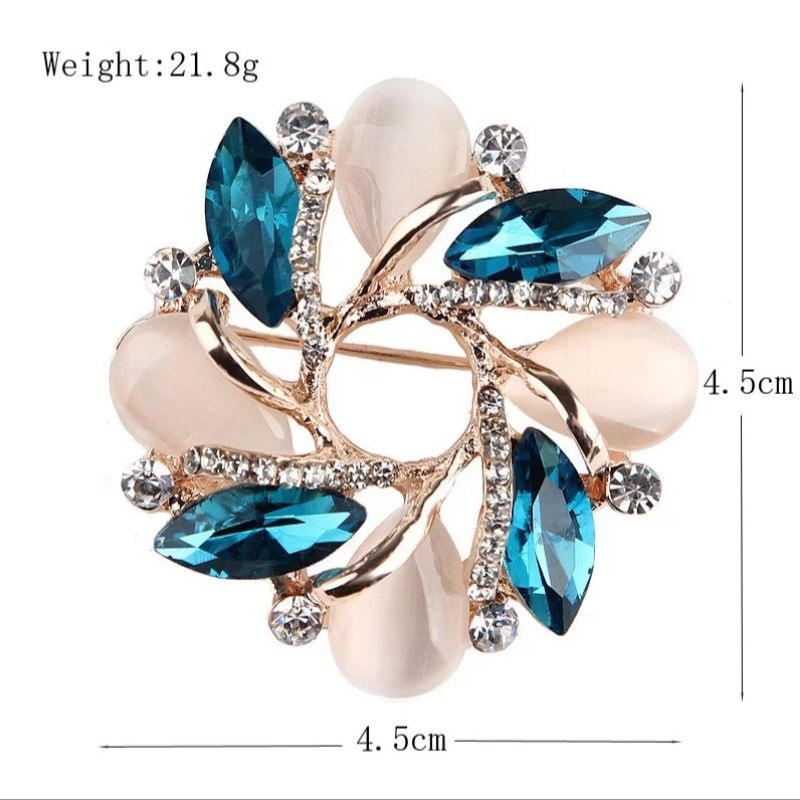 bros bunga bauhinia kristal permata biru - brooch hijab jilbab-4