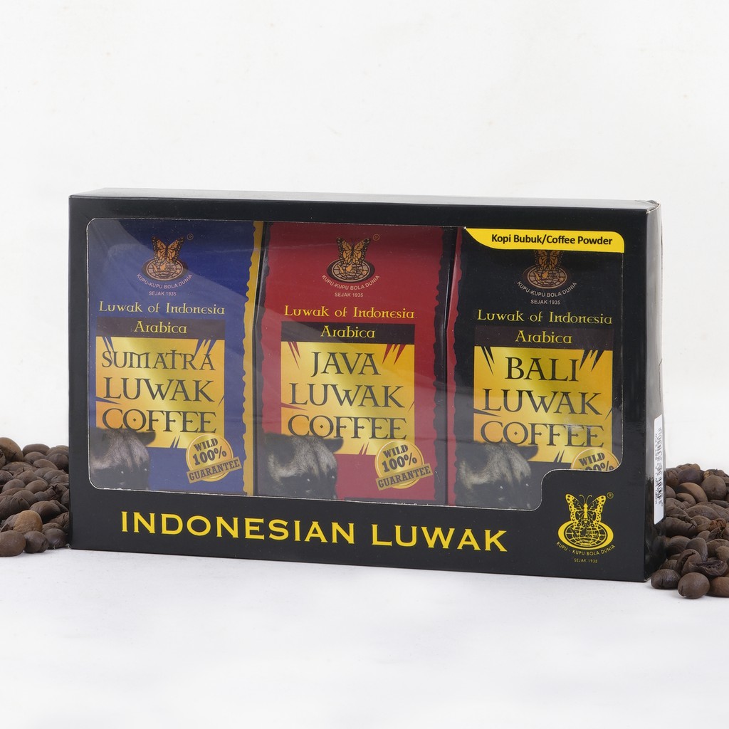 

Kopi Bali Special Triple Coffee Luwak Arabica Cap Kupu Kupu Bola Dunia