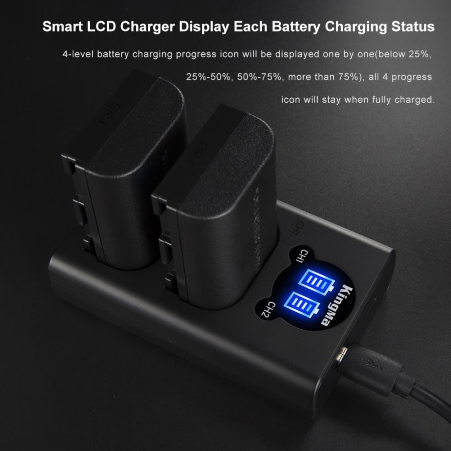 Charger Dual LCD KINGMA LP-E6 /LC-E6 for Canon EOS 80D 70D 60D 7D 5DII