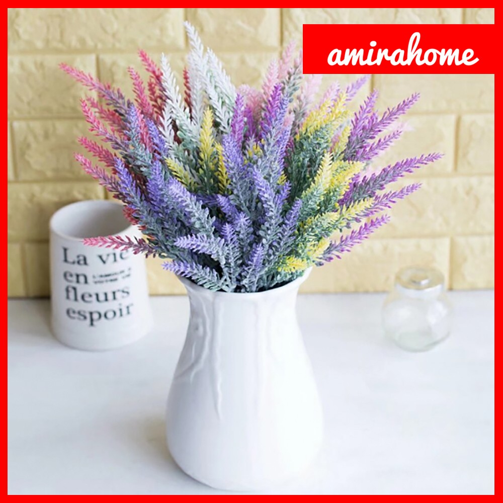 Tanaman Bunga Plastik Dekorasi Rumah Cantik IMPORT Bunga Lavender Artificial Hiasan Bunga Palsu-3