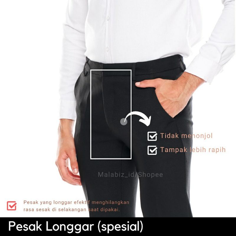 Celana Kantor Pria Slimfit Kerja Bahan Hitam