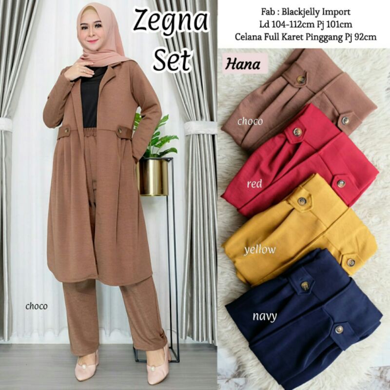 Zegna Set by Hana // Setelan Atasan dan Celana Bahan dengan Warna Cantik dan Motif Simple