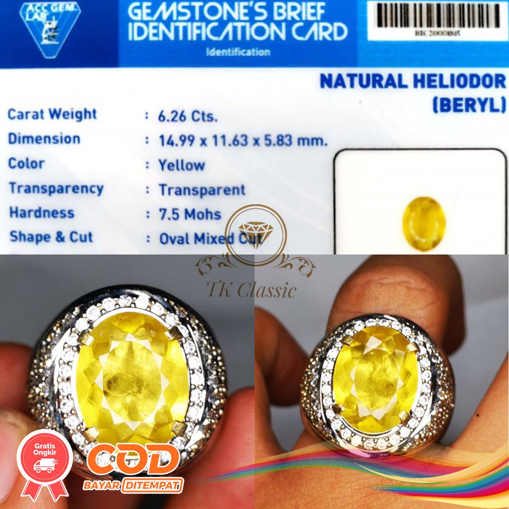 BATU PERMATA HELIODOR BERYL SRILANKA GOLDEN 6.26
