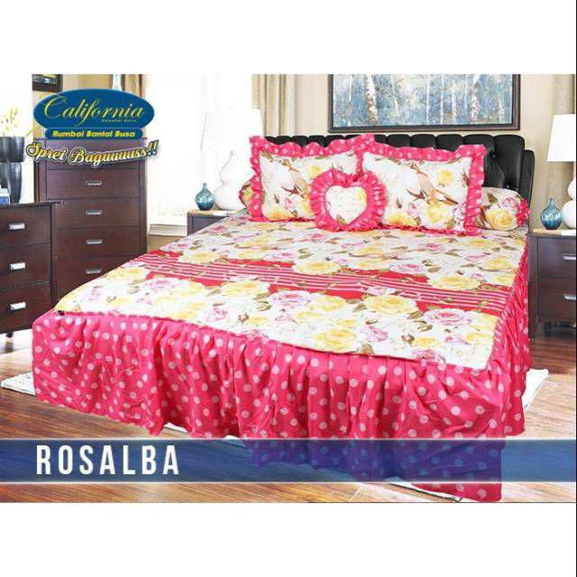 Bed Cover rumbai CALIFORNIA Seprai 1 set ukuran King 180x200 Sprei Motif Terbaru Bahan Tebal