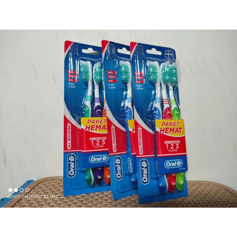 Jual ORAL-B Sikat Gigi Toothbrush All Rounder 123 Clean Soft 3pcs ...